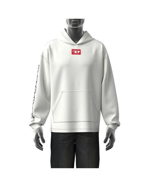 DIESEL Gray Graphic Hoodie for men