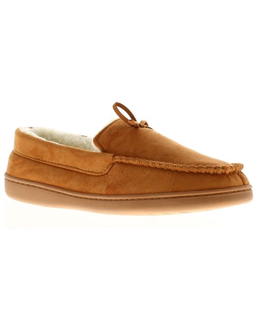 Wynsors Black Moccasin Full Slippers Faux Fur Sammy Suede Fabric for men