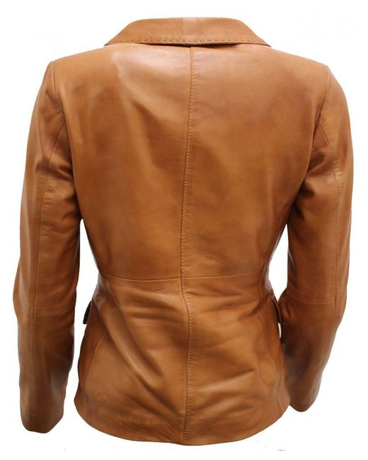 Infinity Leather Brown 2 Button Blazer Jacket-Newport