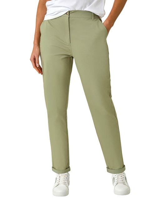 Roman Green Plain Cotton Chino Trousers