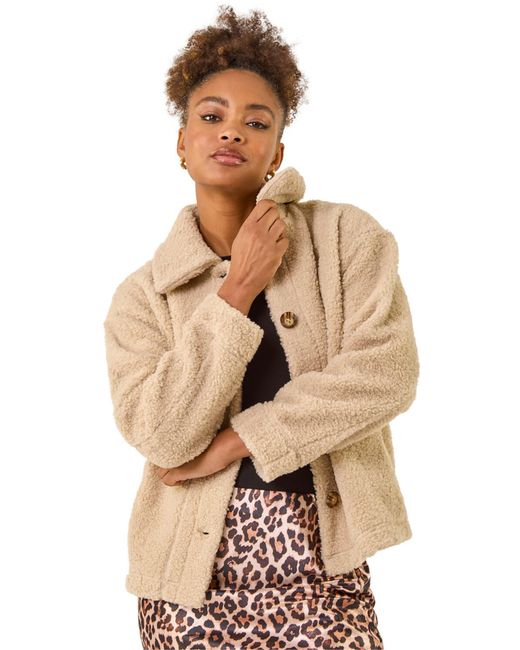 Roman Natural Collared Borg Fleece Jacket