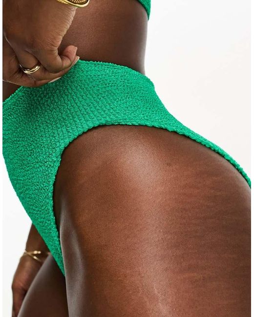 ASOS Green Mix And Match Crinkle High Leg Waist Bikini Bottom