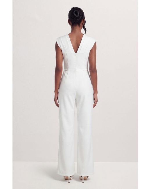 MissPap White Tailored Pleated Structured Jumpsuit