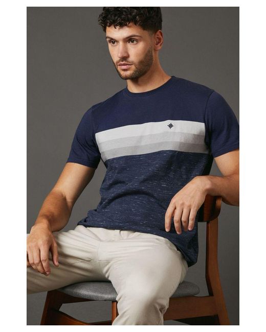 MAINE Blue Detroit Stripe T-Shirt for men
