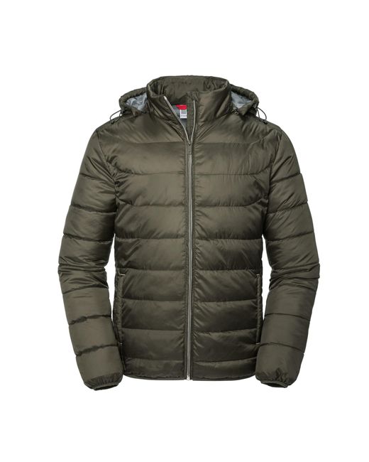 Russell Green Nano Hooded Padded Jacket (Dark) for men