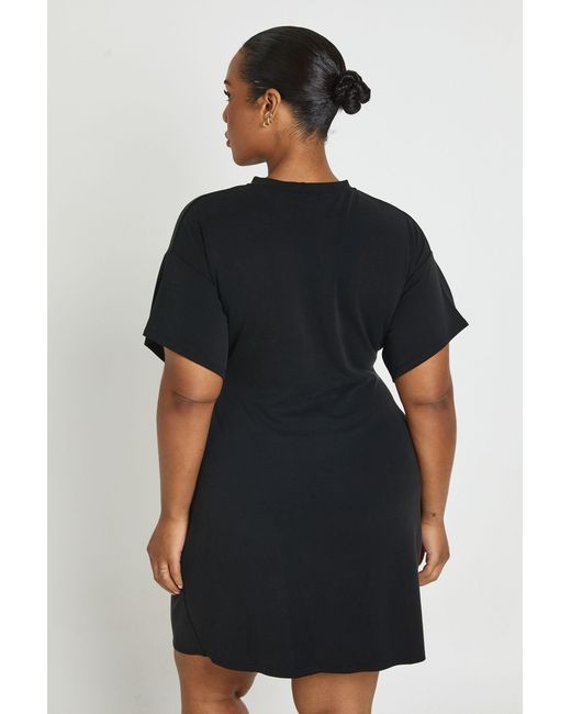 Boohoo Black Plus Ruched Waist T-Shirt Dress