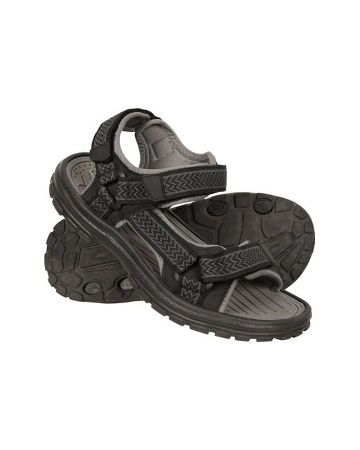 Mountain Warehouse Black 'Crete' Sandals Cushioned Footbed Open Toe Comfy Summer Holiday Shoes for men