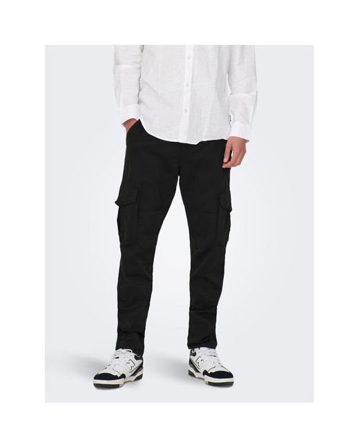 Only & Sons Black And Dean Regular Fit Cargo Pants for men