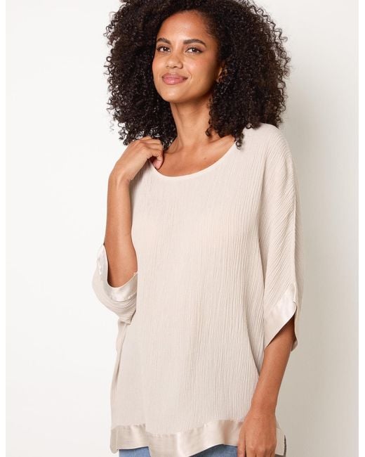 Blue Vanilla Natural Viscose Crinkle Top With Satin Finish