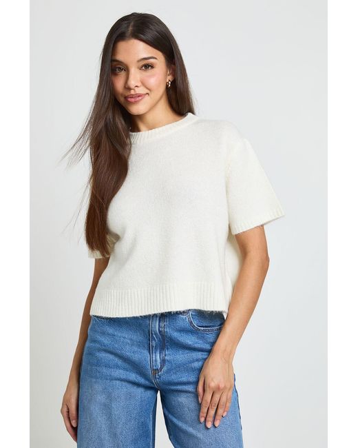 Boohoo White Oversized Knitted Top
