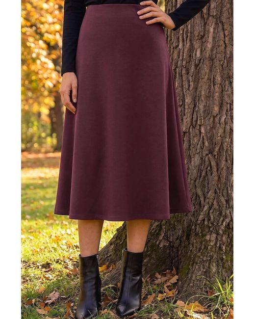 Roman Purple Petite Ponte Stretch Midi Skirt