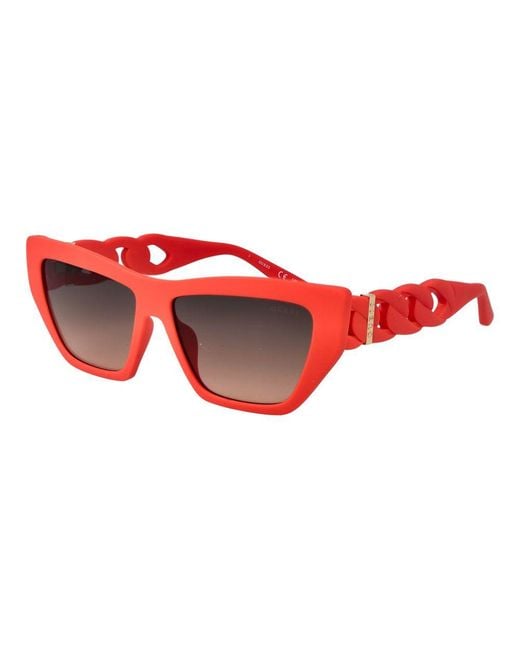 Guess Red Multicolor Plastic Sunglasses