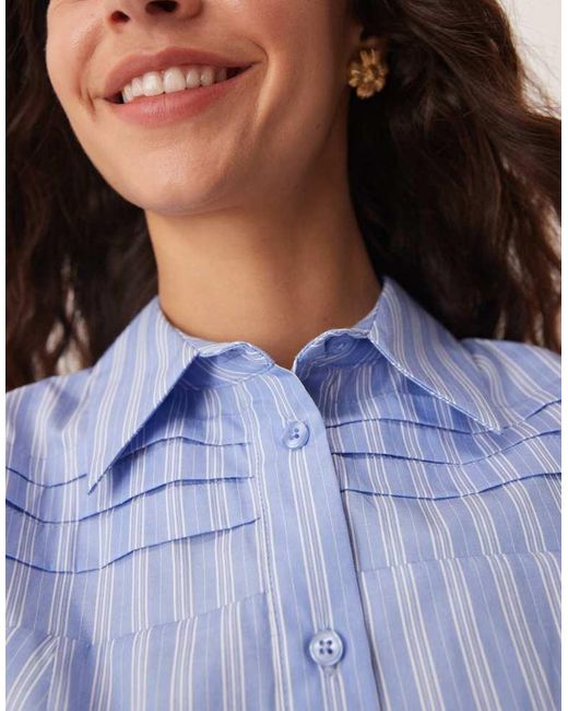 ASOS Blue Mini Shirt Dress With Pintucks