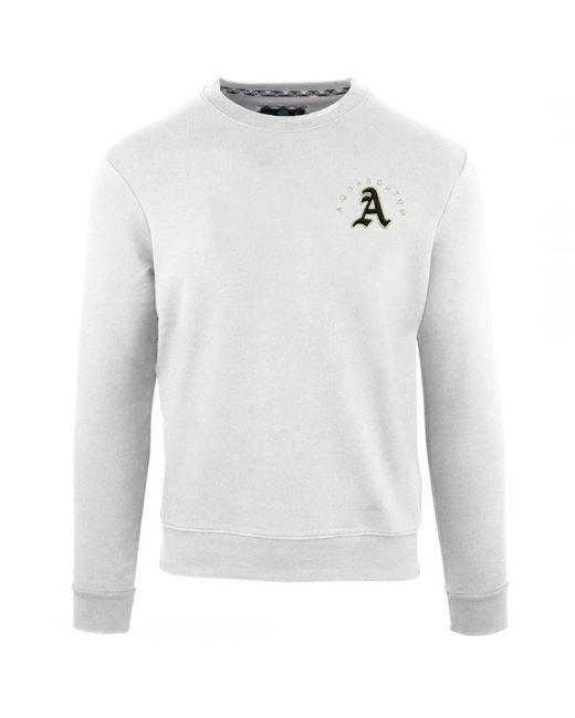 Aquascutum White Embossed A Logo Sweatshirt for men