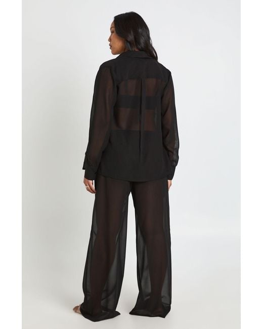 Boohoo Black Maternity Chiffon Beach Trouser
