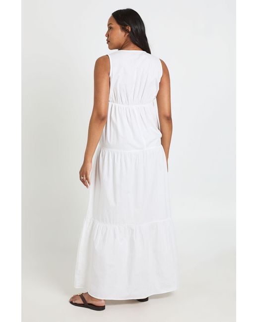 Boohoo White Maternity Lace Detail Teired Maxi Dress