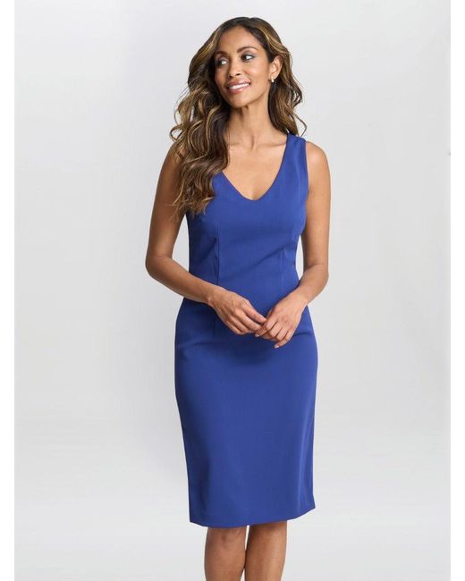 Gina Bacconi Blue Merna Crepe Shift Dress