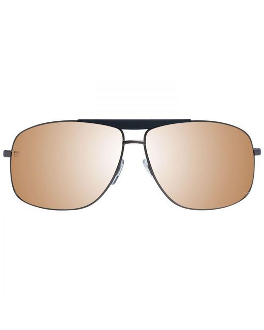Tommy Hilfiger Natural Rectangular Sunglasses With Mirrored Lenses for men