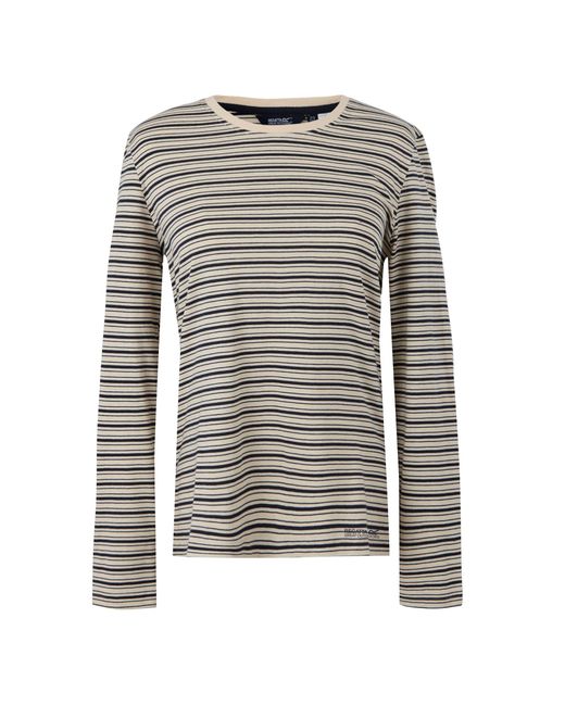 Regatta Gray Ladies Federica Stripe Long-Sleeved T-Shirt (Light Vanilla/