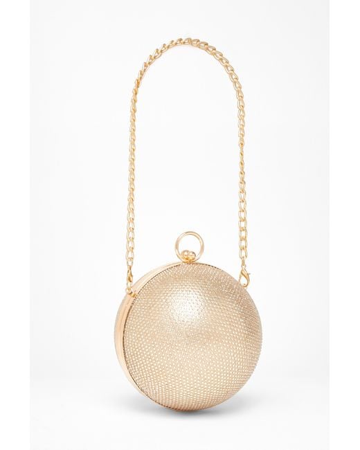 Quiz White Diamante Embellished Sphere Bag