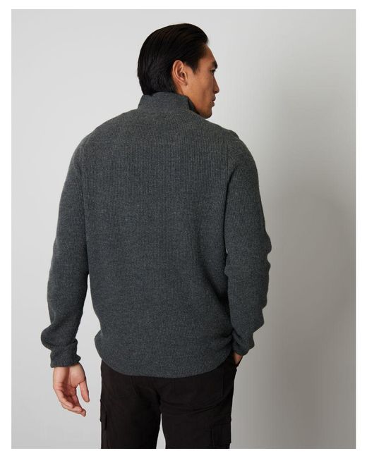 Threadbare Gray Charcoal 'prestwich' Lightweight Quarter Zip Knitted Jumper for men
