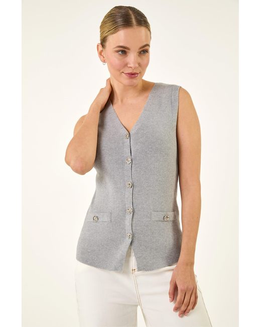 D.u.s.k Gray Buttoned Knit Waistcoat