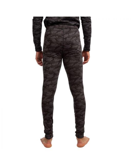 Trespass Black Derren Camo Base Layer Bottoms (Dark) for men