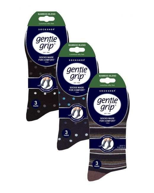 Gentle Grip Black 9 Pack Bamboo Socks for men