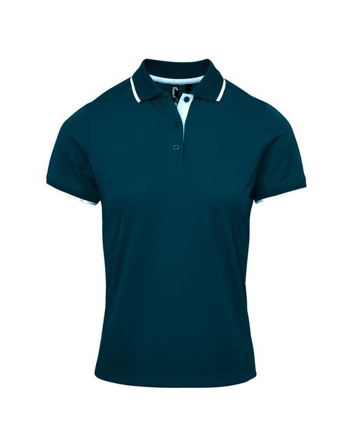 PREMIER Green Ladies Coolchecker Contrast Pique Polo Shirt