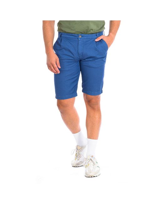 La Martina Blue Bermuda Shorts With Straight Cut Hem Rmb008-Tl257 for men
