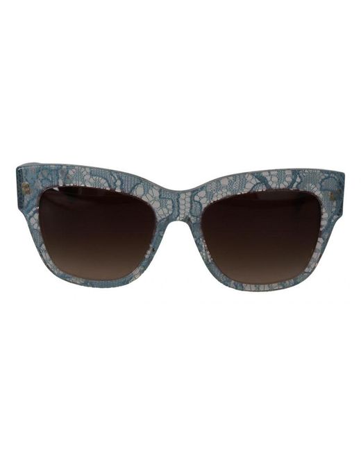 Dolce & Gabbana Brown Lace Acetate Crystal Butterfly Sunglasses