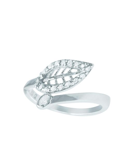 The Jewellery Stockroom Blue Sterling Cubic Zirconia Leaf Ring