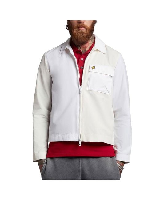 Lyle & Scott White And Jacket Overshirt Regular Fit Full Zip Casual Cotton for men