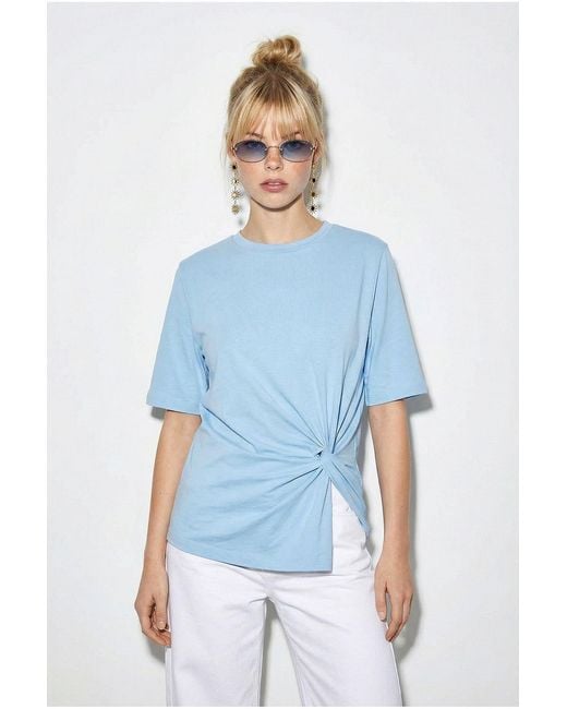 Bianco Lucci Blue Cotton T-Shirt