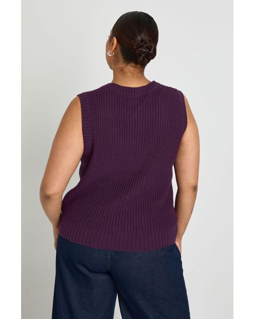Boohoo Purple Plus V Neck Knit Top
