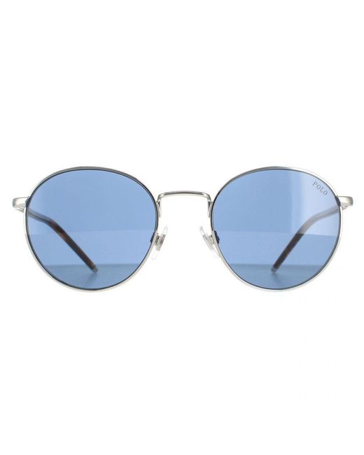 Polo Ralph Lauren Blue Round Shiny Dark Sunglasses for men