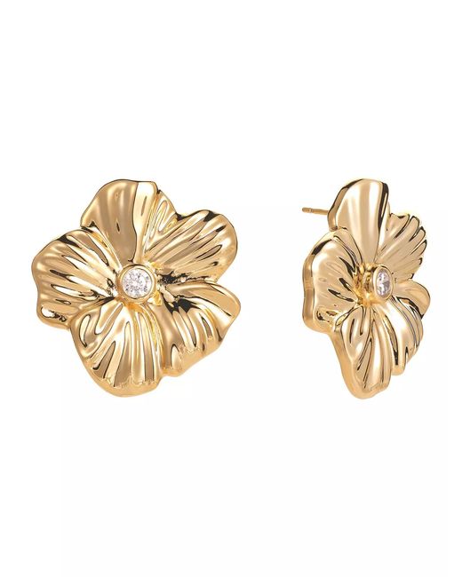 The Jewellery Stockroom Metallic Plated Oversized Floral Cubic Zirconia Stud Earrings