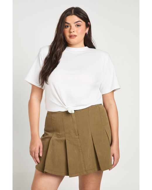 Boohoo Brown Plus Shoulder Pad Knot Detail T-Shirt