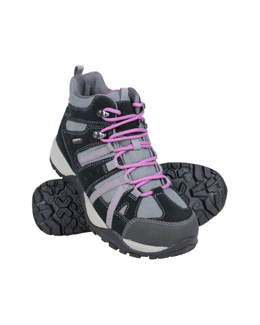 Mountain Warehouse Gray 'Direction' Walking Boots Wide Fit Rubber Outsole Waterproof Shoes Leather