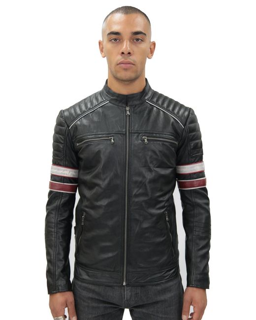 Infinity Leather Gray Quilted Racing Jacket-Madrid for men