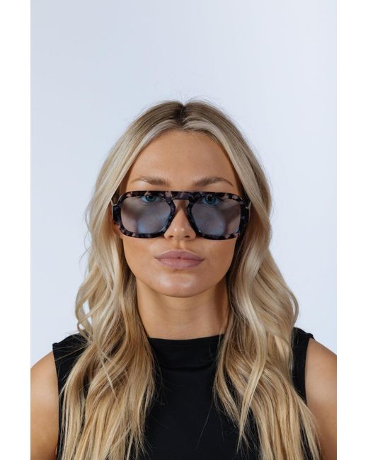 SVNX Blue Tortoise Retro Navigator Sunglasses