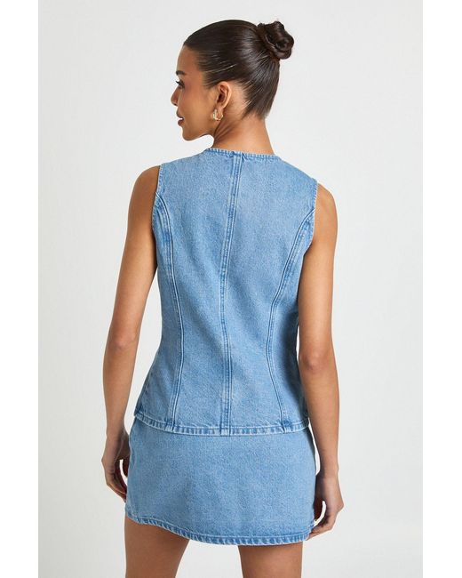 Boohoo Blue Button Down Waistcoat