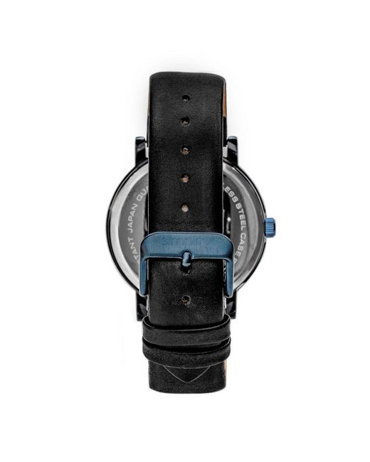 Simplify Blue The 7000 Leather-Band Watch