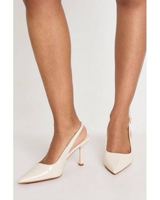 Boohoo Natural Patent Slingback Stiletto Court Heels