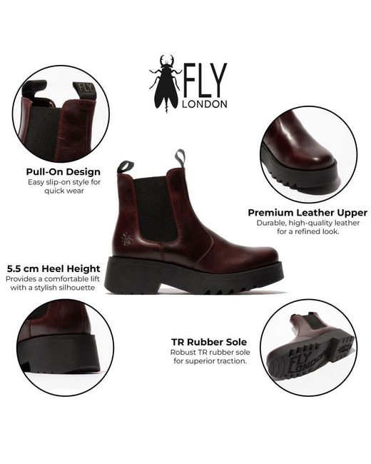 Fly London Brown Wedged Chelsea Leather Boots
