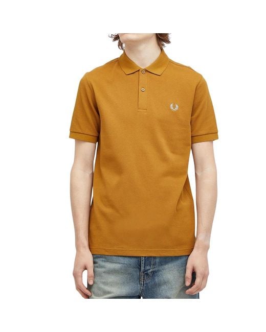 Fred Perry Natural Classic Dark Caramel Logo Polo Shirt for men