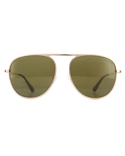 Tom Ford Green Aviator Shiny Rose Mirrored Roviex Sunglasses