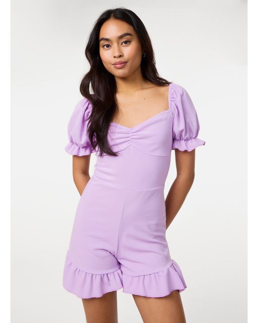Pink Vanilla Purple Frill Hem Milkmaid Playsuit