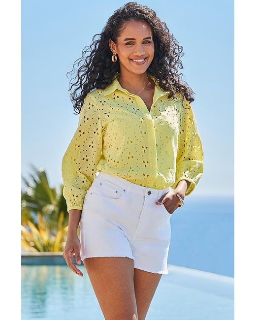 Sosandar Blue Lemon Broderie Shirt
