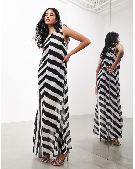 ASOS White Sleeveless Sheer Maxi Dress